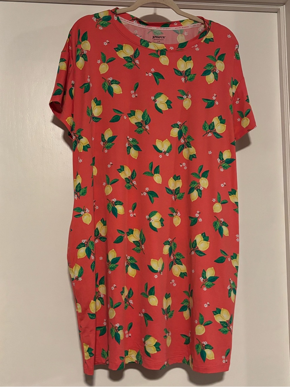 Joyspun Coral Lemon Print Short Sleeve Nightshirt